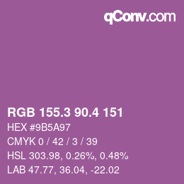カラーコード: RGB 155.3 90.4 151 | qconv.com