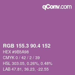 カラーコード: RGB 155.3 90.4 152 | qconv.com