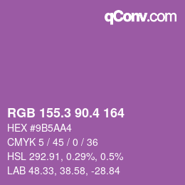 カラーコード: RGB 155.3 90.4 164 | qconv.com