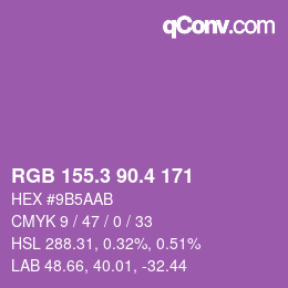 カラーコード: RGB 155.3 90.4 171 | qconv.com