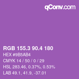 カラーコード: RGB 155.3 90.4 180 | qconv.com