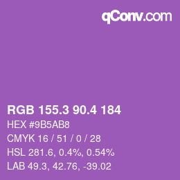 カラーコード: RGB 155.3 90.4 184 | qconv.com