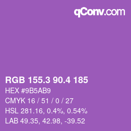 カラーコード: RGB 155.3 90.4 185 | qconv.com