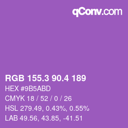 カラーコード: RGB 155.3 90.4 189 | qconv.com