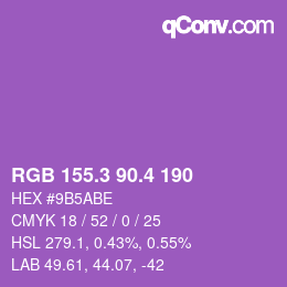 カラーコード: RGB 155.3 90.4 190 | qconv.com