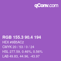 カラーコード: RGB 155.3 90.4 194 | qconv.com