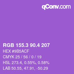 カラーコード: RGB 155.3 90.4 207 | qconv.com