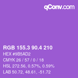 カラーコード: RGB 155.3 90.4 210 | qconv.com