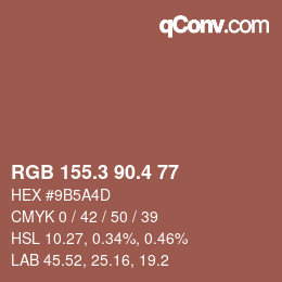 カラーコード: RGB 155.3 90.4 77 | qconv.com