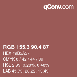 カラーコード: RGB 155.3 90.4 87 | qconv.com