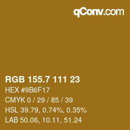 カラーコード: RGB 155.7 111 23 | qconv.com