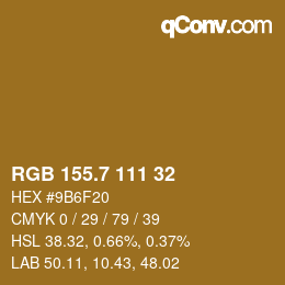 カラーコード: RGB 155.7 111 32 | qconv.com