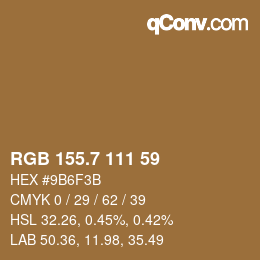 カラーコード: RGB 155.7 111 59 | qconv.com