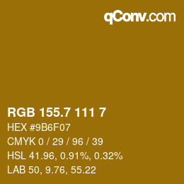 カラーコード: RGB 155.7 111 7 | qconv.com