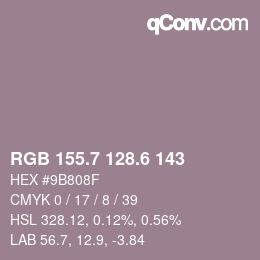 カラーコード: RGB 155.7 128.6 143 | qconv.com