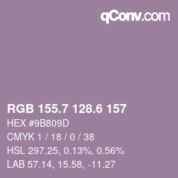 カラーコード: RGB 155.7 128.6 157 | qconv.com