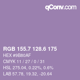 カラーコード: RGB 155.7 128.6 175 | qconv.com