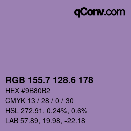 カラーコード: RGB 155.7 128.6 178 | qconv.com