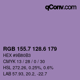 カラーコード: RGB 155.7 128.6 179 | qconv.com