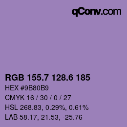 カラーコード: RGB 155.7 128.6 185 | qconv.com