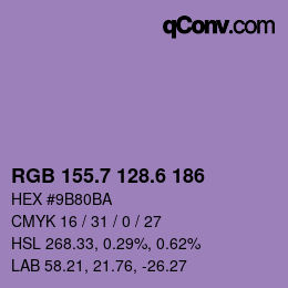 カラーコード: RGB 155.7 128.6 186 | qconv.com