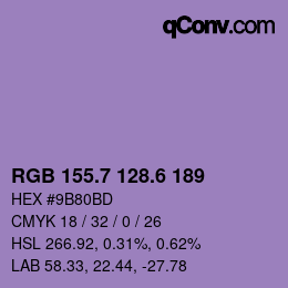 カラーコード: RGB 155.7 128.6 189 | qconv.com