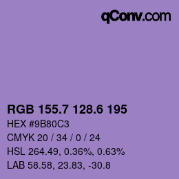カラーコード: RGB 155.7 128.6 195 | qconv.com