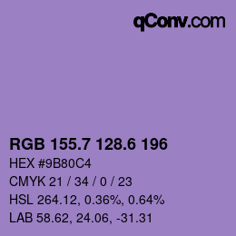 カラーコード: RGB 155.7 128.6 196 | qconv.com