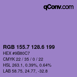 カラーコード: RGB 155.7 128.6 199 | qconv.com