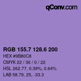 カラーコード: RGB 155.7 128.6 200 | qconv.com