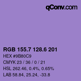 カラーコード: RGB 155.7 128.6 201 | qconv.com