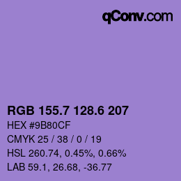 カラーコード: RGB 155.7 128.6 207 | qconv.com