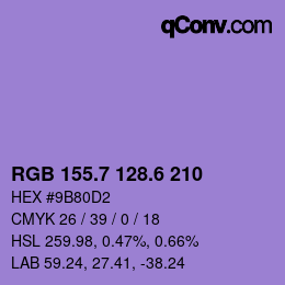 カラーコード: RGB 155.7 128.6 210 | qconv.com