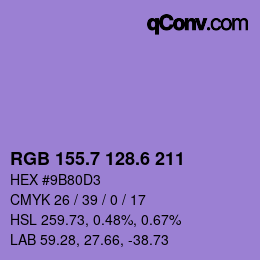 カラーコード: RGB 155.7 128.6 211 | qconv.com