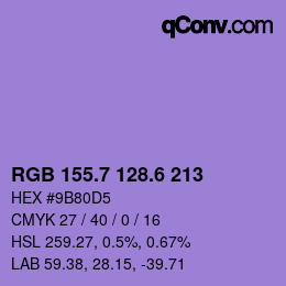 カラーコード: RGB 155.7 128.6 213 | qconv.com