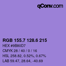 カラーコード: RGB 155.7 128.6 215 | qconv.com