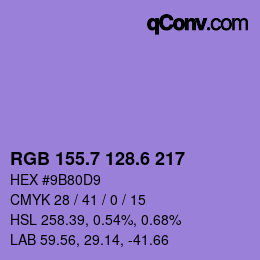 カラーコード: RGB 155.7 128.6 217 | qconv.com