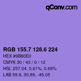 カラーコード: RGB 155.7 128.6 224 | qconv.com