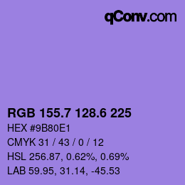 カラーコード: RGB 155.7 128.6 225 | qconv.com