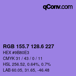 カラーコード: RGB 155.7 128.6 227 | qconv.com