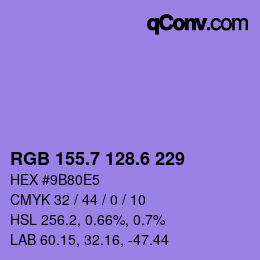 カラーコード: RGB 155.7 128.6 229 | qconv.com
