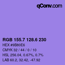 カラーコード: RGB 155.7 128.6 230 | qconv.com