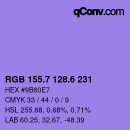 カラーコード: RGB 155.7 128.6 231 | qconv.com
