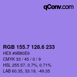 カラーコード: RGB 155.7 128.6 233 | qconv.com