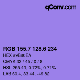 カラーコード: RGB 155.7 128.6 234 | qconv.com