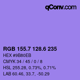 カラーコード: RGB 155.7 128.6 235 | qconv.com