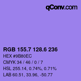 カラーコード: RGB 155.7 128.6 236 | qconv.com
