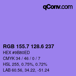 カラーコード: RGB 155.7 128.6 237 | qconv.com