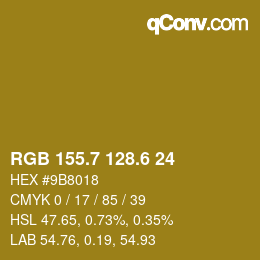 カラーコード: RGB 155.7 128.6 24 | qconv.com