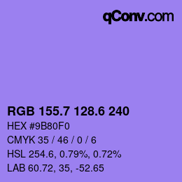 カラーコード: RGB 155.7 128.6 240 | qconv.com